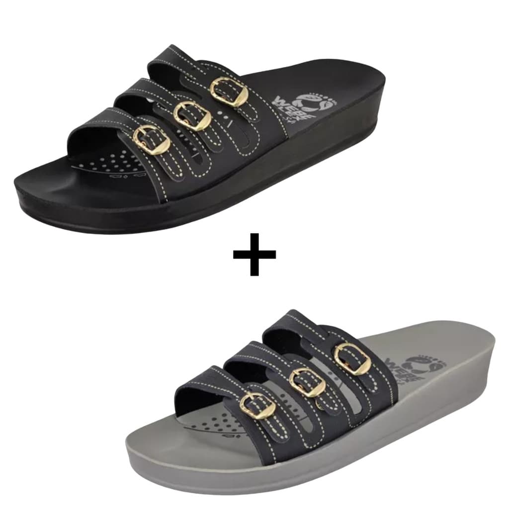 Kit 2 Pares De Chinelo Ortopédico Feminino Sandália Birken Confortável Para Esporão Fascite Plantar