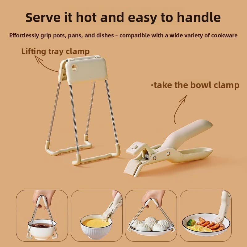 Pinças anti-escaldantes tigela pinças cozinha anti-escaldante pinças de mão placa vapor legumes aço inoxidável
