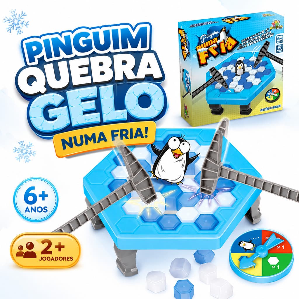 Jogo Pinguim Quebra Gelo Numa Fria Tamanho Grande Jogos De Mesa Brinquedo Infantil Criança