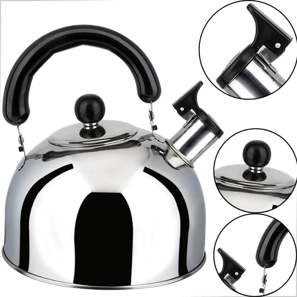 Chaleira de Inox 2L com Tampa, Alça Térmica e Apito para Café, Chá e Bebidas Quentes