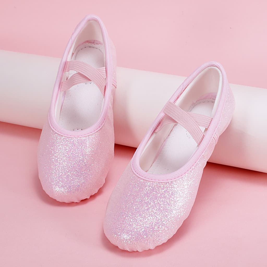 2026 novo estilo laminado não-queda em pó brilhante e bonito sapatos de dança infantil rosa Ballet gato garra sapatos de