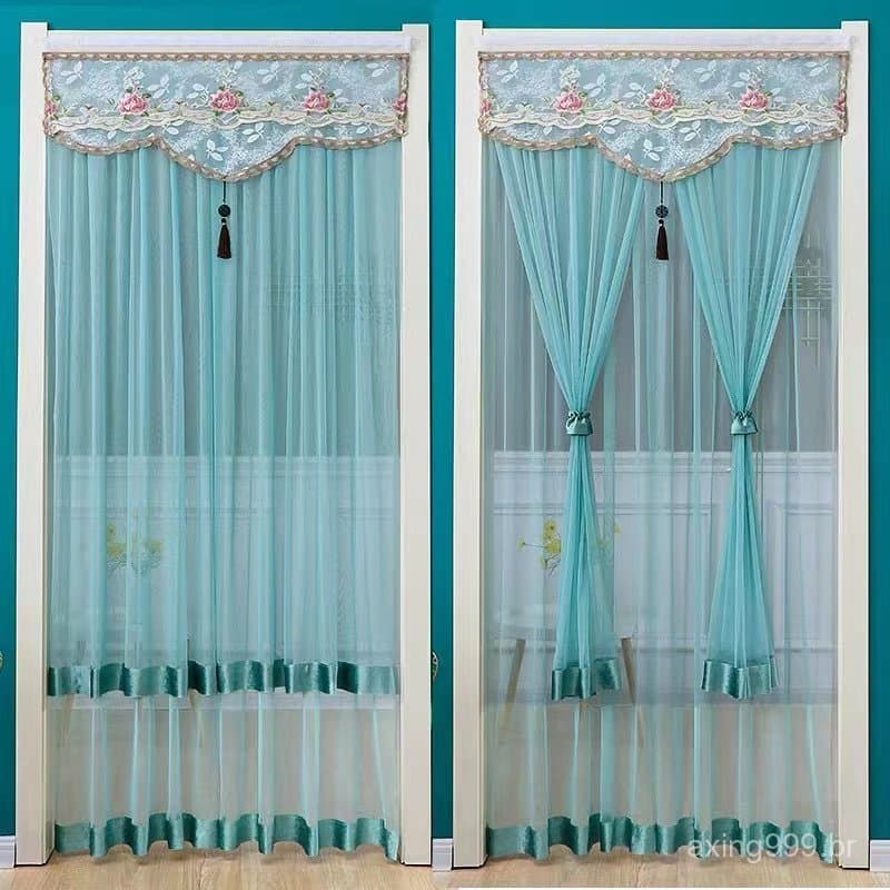Cortina De Porta De 90cm X 200cm , Tela De Malha De Camada Dupla , Anti-Mosquito Sem Perfuração