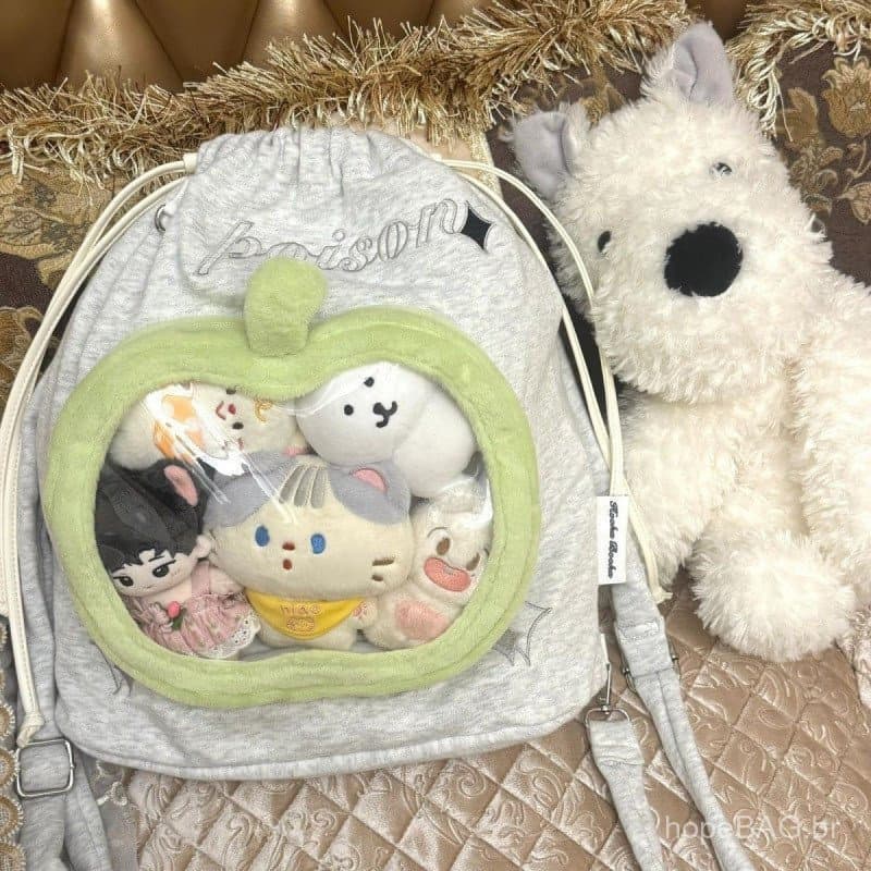 Nova mochila fofa para estudantes, mochila de estilo simples, mochila escolar verde maçã de grande capacidade.