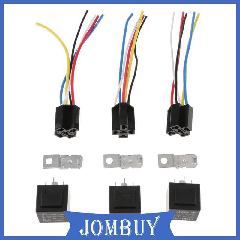 [Jombuy] 3 Unidades À Prova D'água 12V DC 5Pin SPDT Relé Automotivo Para Carro 40A Com Chicote De 5 Fios