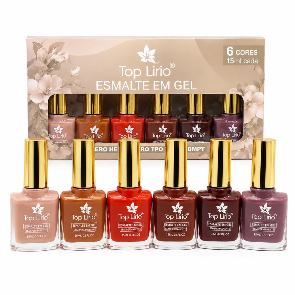 Kit 6 Esmaltes Em Gel 15ml UV LED Para Cabine Unhas Unhas Gel Nail Designer Kit 6 Esmaltes UV LED 15ml