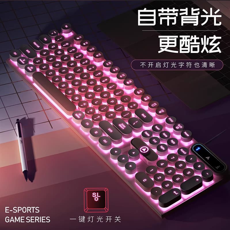 2026 novo estilo teclado meninos meninas jogos de escritório sensação mecânica USB com fio periférico Notebook Desktop c