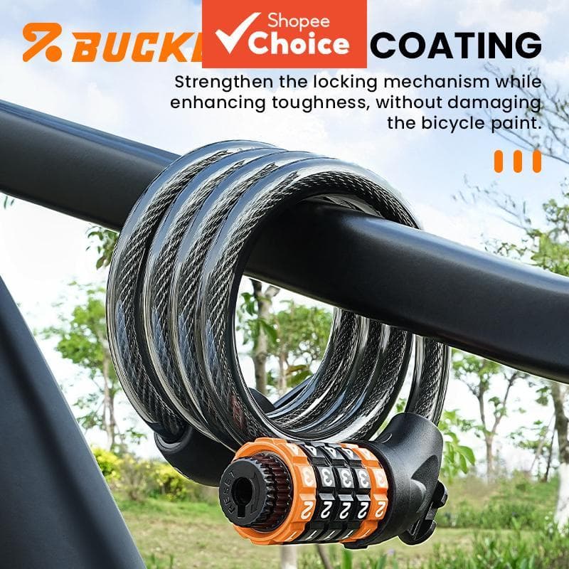 BUCKLOS Cadeado de Cabo de Bicicleta Antifurto, Senha de 5 Dígitos, Cabo de Aço 1,03m, Liga de Zinco, para E-Bike