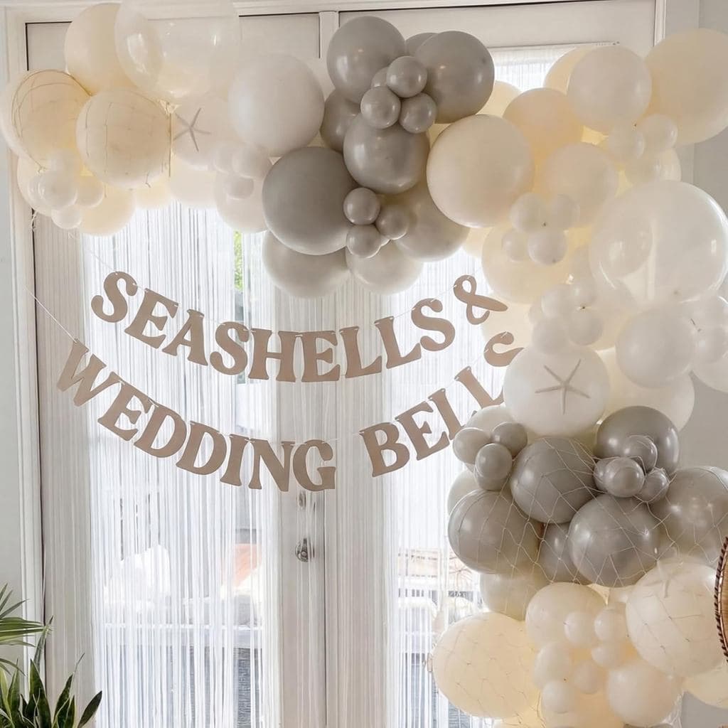 Decorações de Conchas e Sino de Casamento para Festas, Faixa de Conchas e Sino de Casamento, Decorações para Chá de Pane