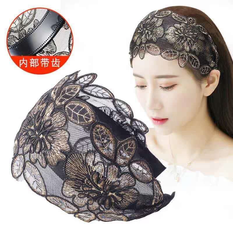 Branco Hairband coreano de abas largas rendas pequeno rosto Hairpin acessórios para o cabelo estilo étnico bordado banda