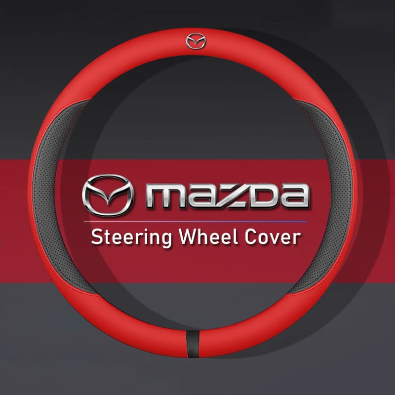 Capa de Volante em Couro Microfibra Vermelha Antiderrapante Confortável para Mazda 3 6 2 323 CX5 CX3 CX30 CX8 Atenza BT5