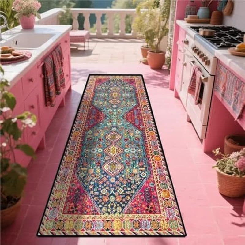 Tapete De Corredor Estilo Persa , Lavável À Máquina , Tira Longa Para Decoração De Casa Interna E Externa (60X180CM)