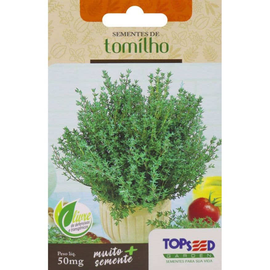 Sementes de Tomilho Topseed Linha Tradicional Thymus vulgaris Erva Aromática Horta Vaso Tempero