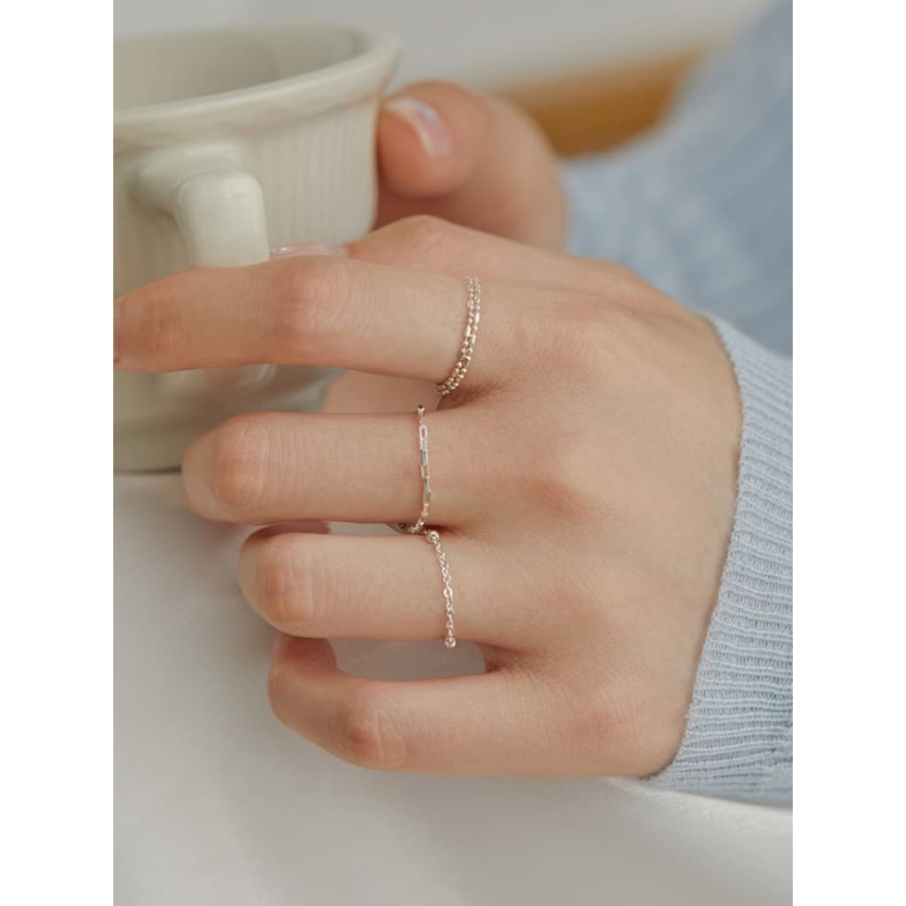 Yongye rosa/S925 prata esterlina corrente quadrada anel macio Conformal feminino INS estilo legal simples corrente simpl