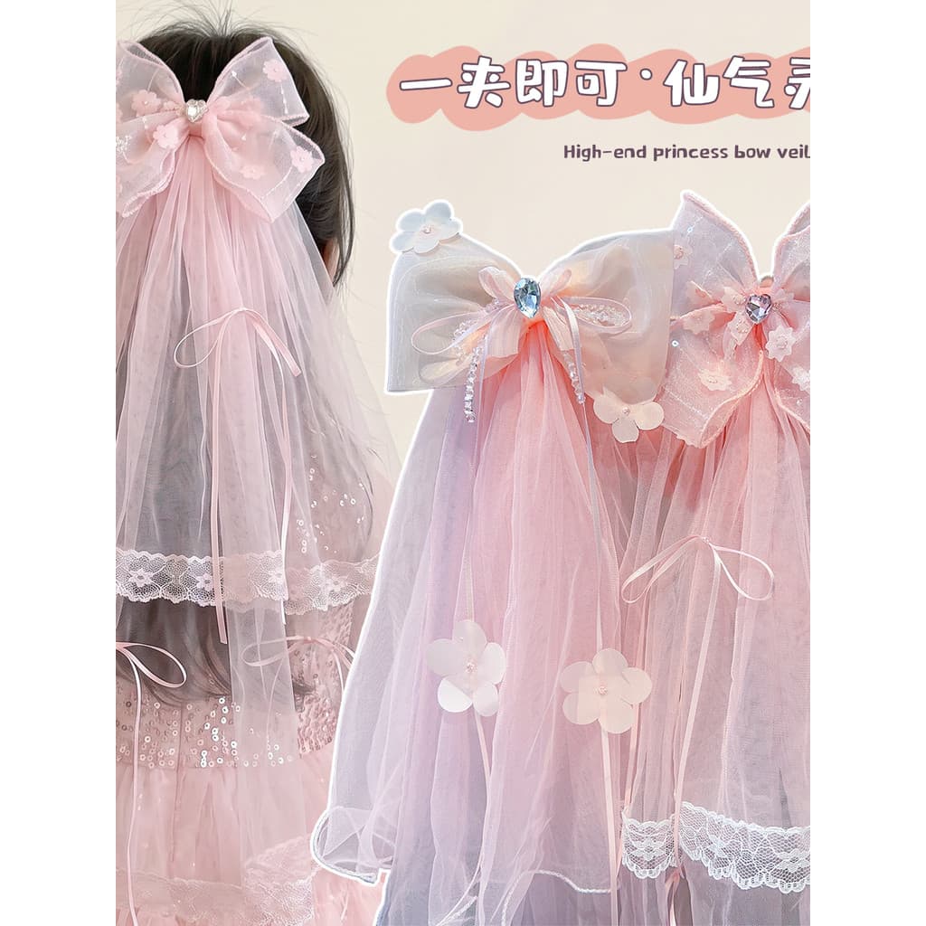 Meninas princesa véu hairpin crianças hairpin Super fada gaze cocar flor menina bebê aniversário foto acessórios para o
