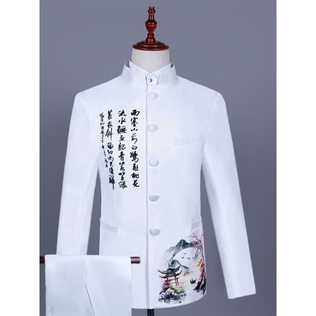 Homens estilo nacional gola alta estilo chinês Zhongshan traje palco coro desempenho traje masculino juventude Tang traj
