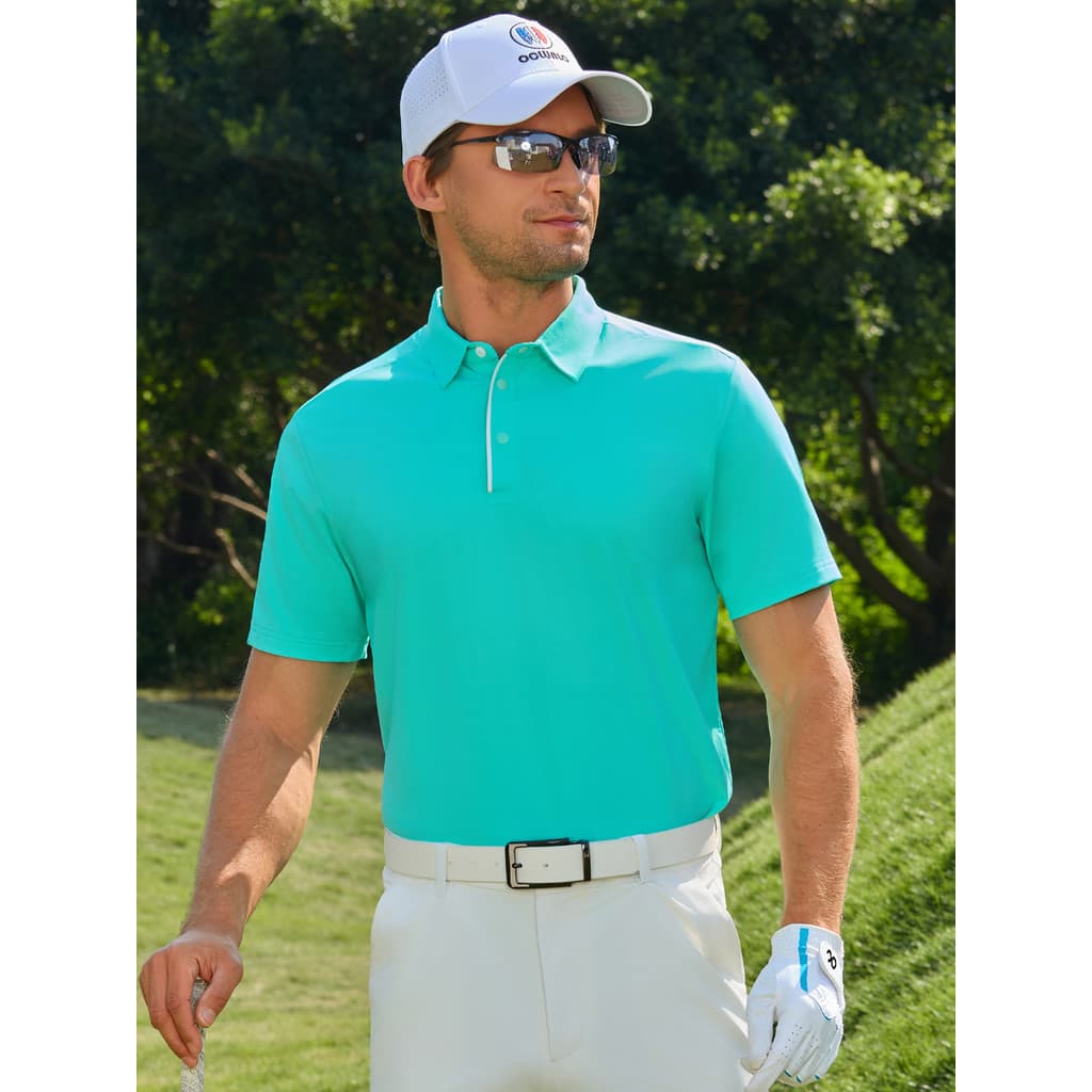 Roupas de golfe de verão masculinas ombro retalhos contraste cor manga curta camiseta elástica de secagem rápida respirá