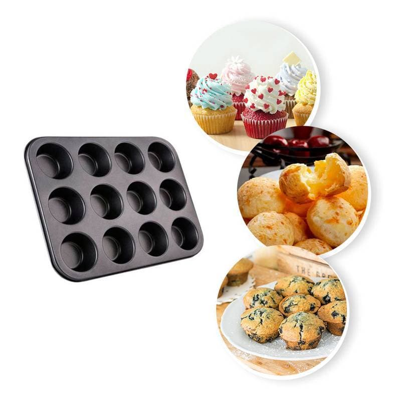 Forma para Cupcake Mufiin Pão de Queijo Bolinho 12 Cavidades