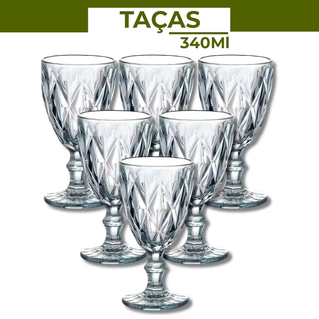 lindo Jogo Taças Vidro 340ML Diamond Bico Jaca Abacaxi Conjunto Taça Para Água Vinho Tinto Suco Diamante