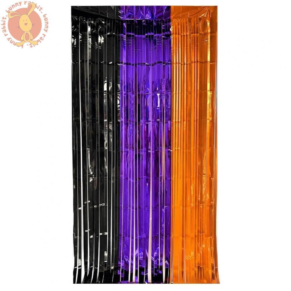 Cortina De Porta De Plástico Estilo Desenho Animado 1.2m Com Borlas Laranja Roxas Pretas Vibrantes