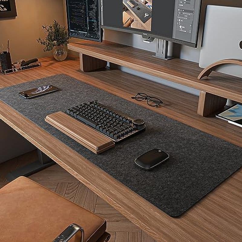 Tapete De Mesa De Feltro DAWNTREES , Computador Para , Cinza Escuro (36 X 12 Polegadas) | Rato Grande Antiderrapante E T