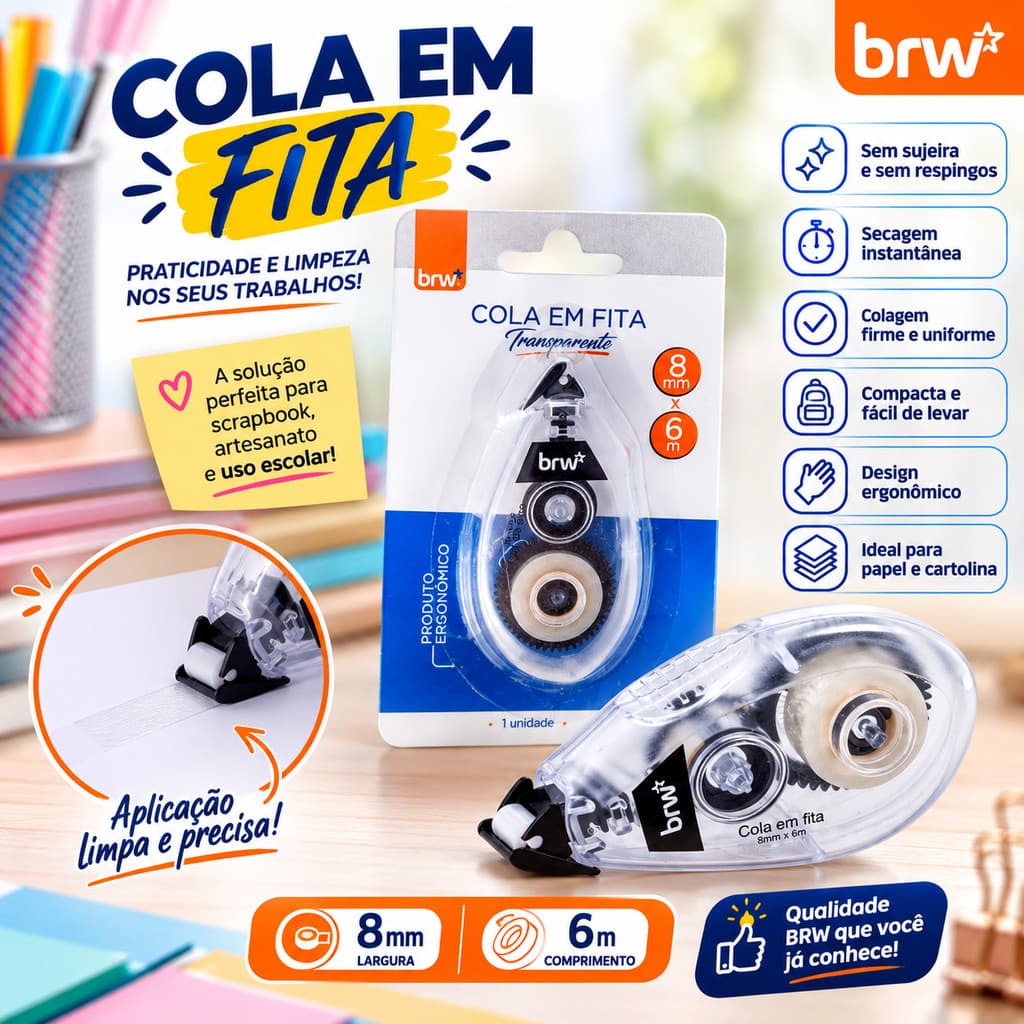 Cola em Fita Dupla Face - Scrapbook - Álbum de Fotos - BRW