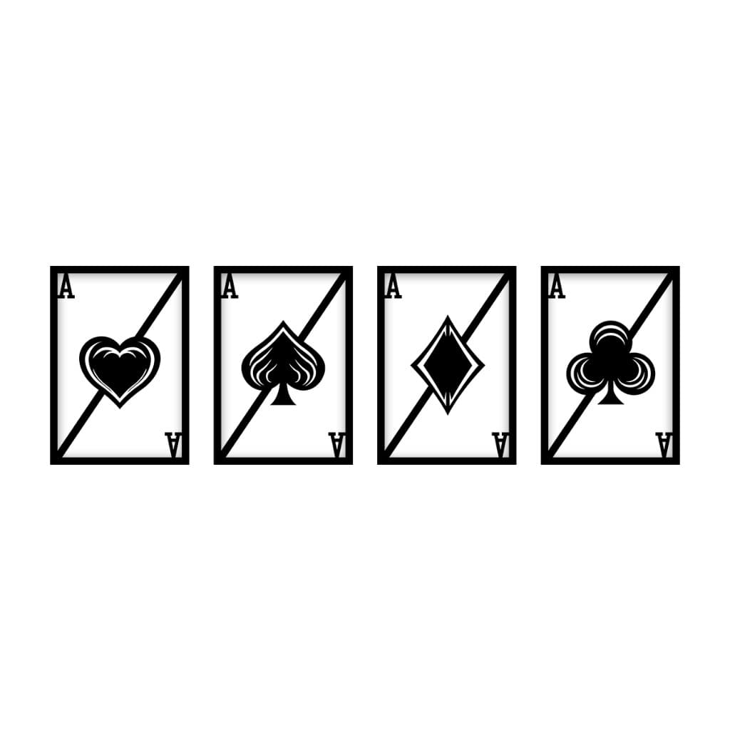 Quadro Decorativo Baralho Royal Flush MDF 3mm Preto Poker e Casino