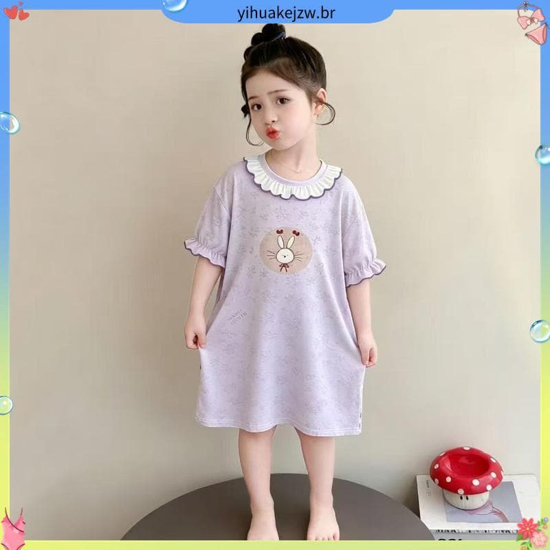Meninas casa vestido 2026 verão legal Casual pijamas novo estilo versão coreana crianças camisola meninas vestido de beb