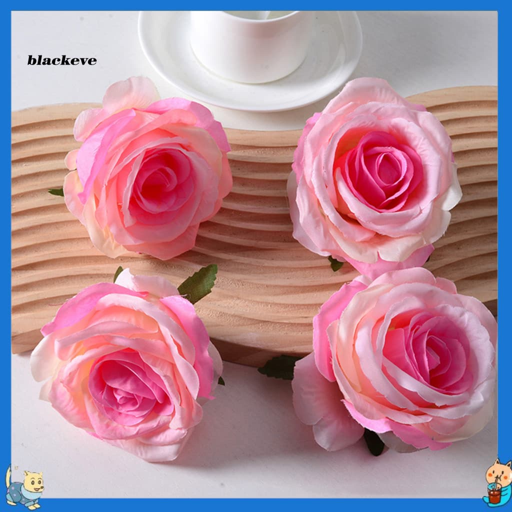 2 Pcs Realistic Artificial Rose Flower Heads Faux Silk No Stem for Diy Crafts Wedding Baby Shower Centerpiece Decoration