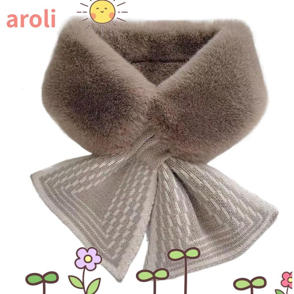 AROLI Aquecedor De Pescoço De Inverno , Cachecol De Gola Cruzada De Pele De Coelho Falsa , Xale Elegante De Cor Sólida G