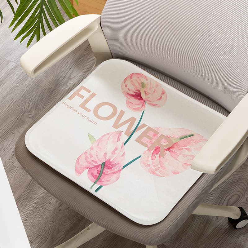 Almofada de assento quadrada, fresca e simples, respirável e absorvente de suor, com base de silicone e costura nas bord