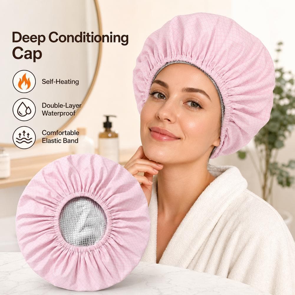 Tampa Impermeável Da Máscara Do Cabelo Auto Aquecimento Folha Dupla Camada Nenhuma Vapor Eletricidade Para O K9w6