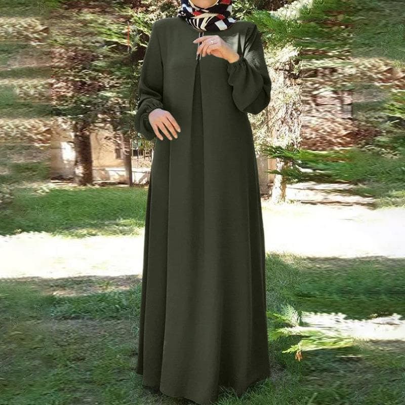 Novo estilo roupas de primavera Plus Size roupas femininas moda solta manga longa em torno do pescoço vestido Robe202608