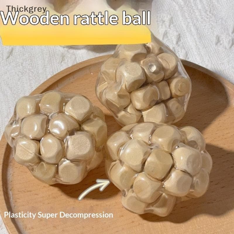 thickgrey Artesanal De Madeira Espremível Bola De Estresse Barulhento Criativo Brinquedo Para Crianças Festa De Aniversá