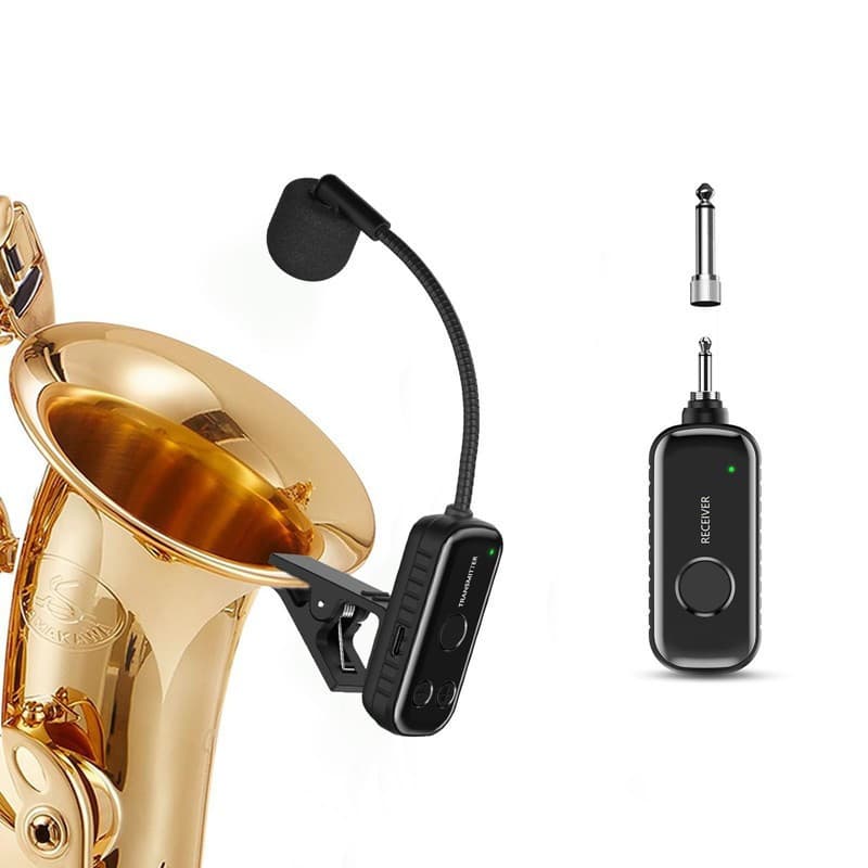 2.4Ghz Sax Microfone Sem Fio Receptor Transmissor Clip-On Captador Para Saxofone Trompete