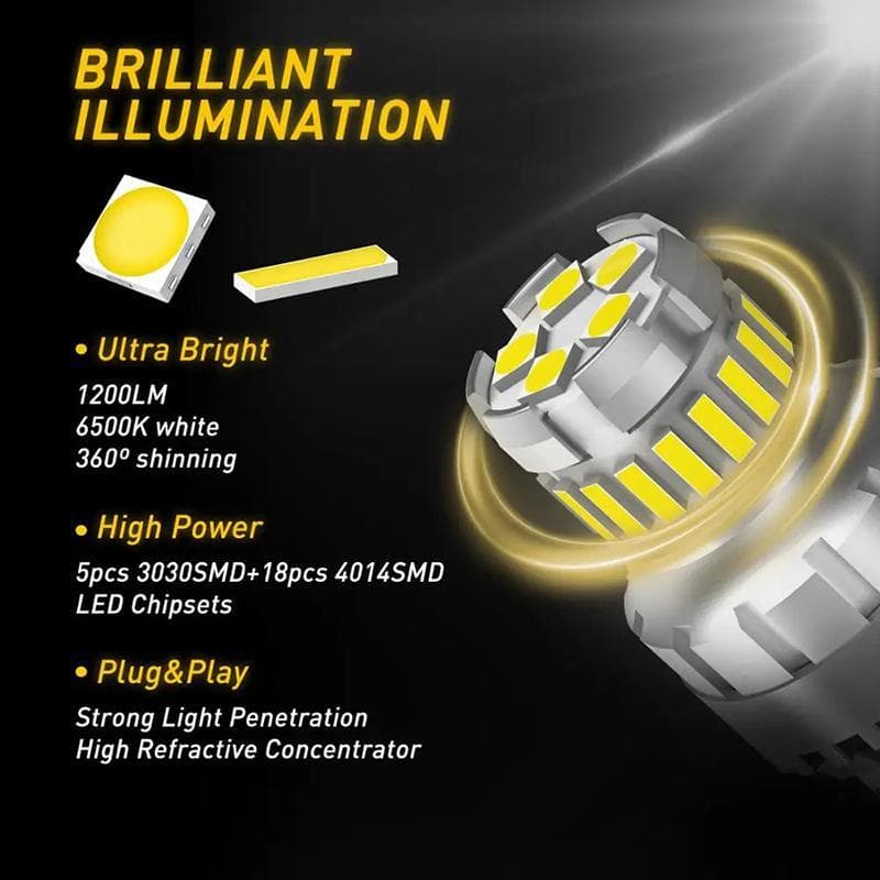qo 1 Peça T20 LED Canbus 7443 W21/5W 7440 W21W Lâmpada 6500K Branco Luz De Posição De Estacionamento De Carro DRL Diurna