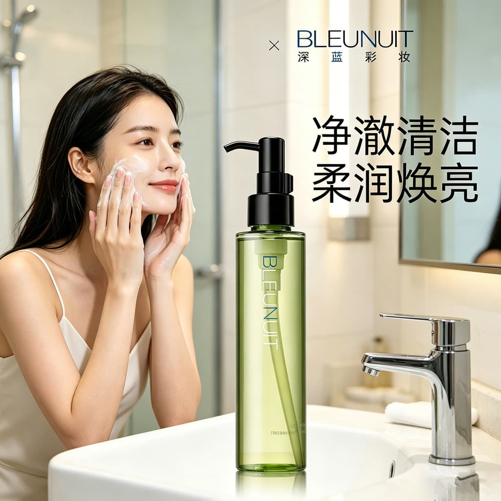 Azul escuro BLEUNUIT Chá Verde Limpeza Óleo de Limpeza Óleo de Limpeza Limpeza Profunda Poros Finos Maquiagem Facial