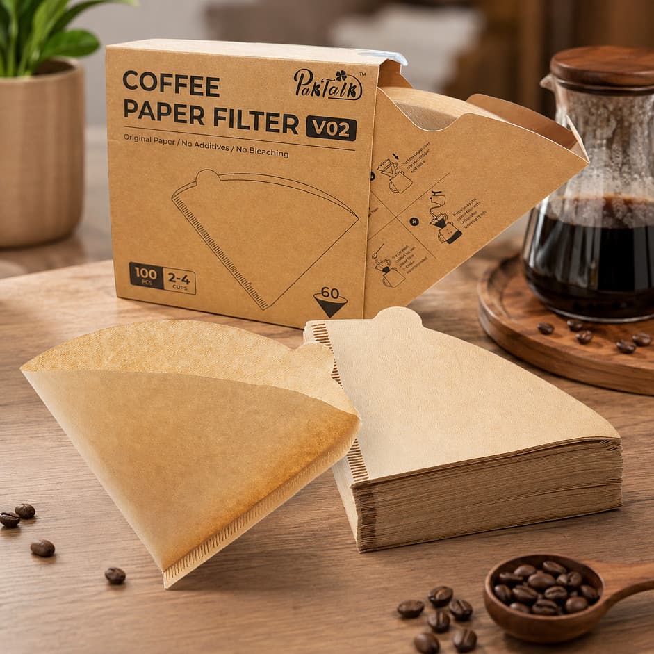 Filtro de Papel Café V01 V02 100 Unidade Descartável Cozinha Cafeteira Cônico Coador Extração Pour-Over Xícara