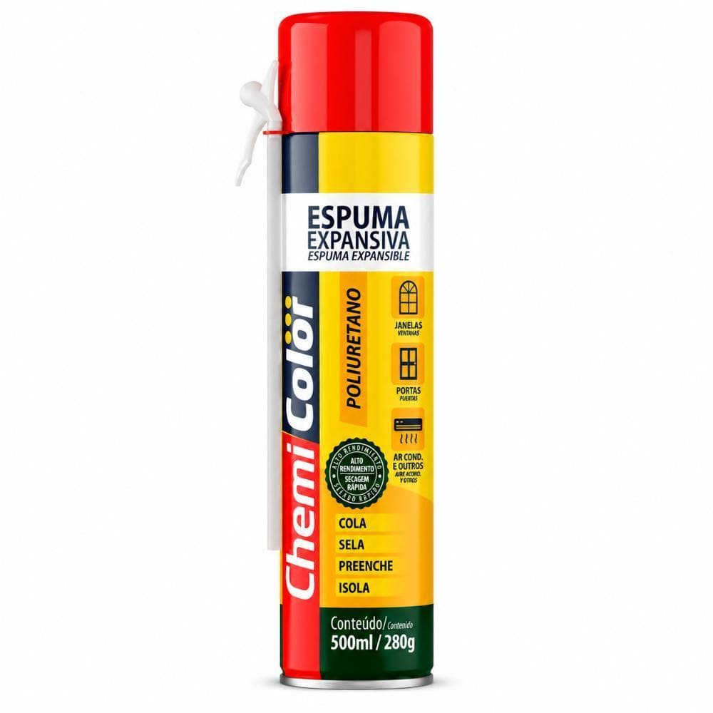 Kit 12 Espuma PU Expansiva Chemicolor 500ml para Vedação e Preenchimento