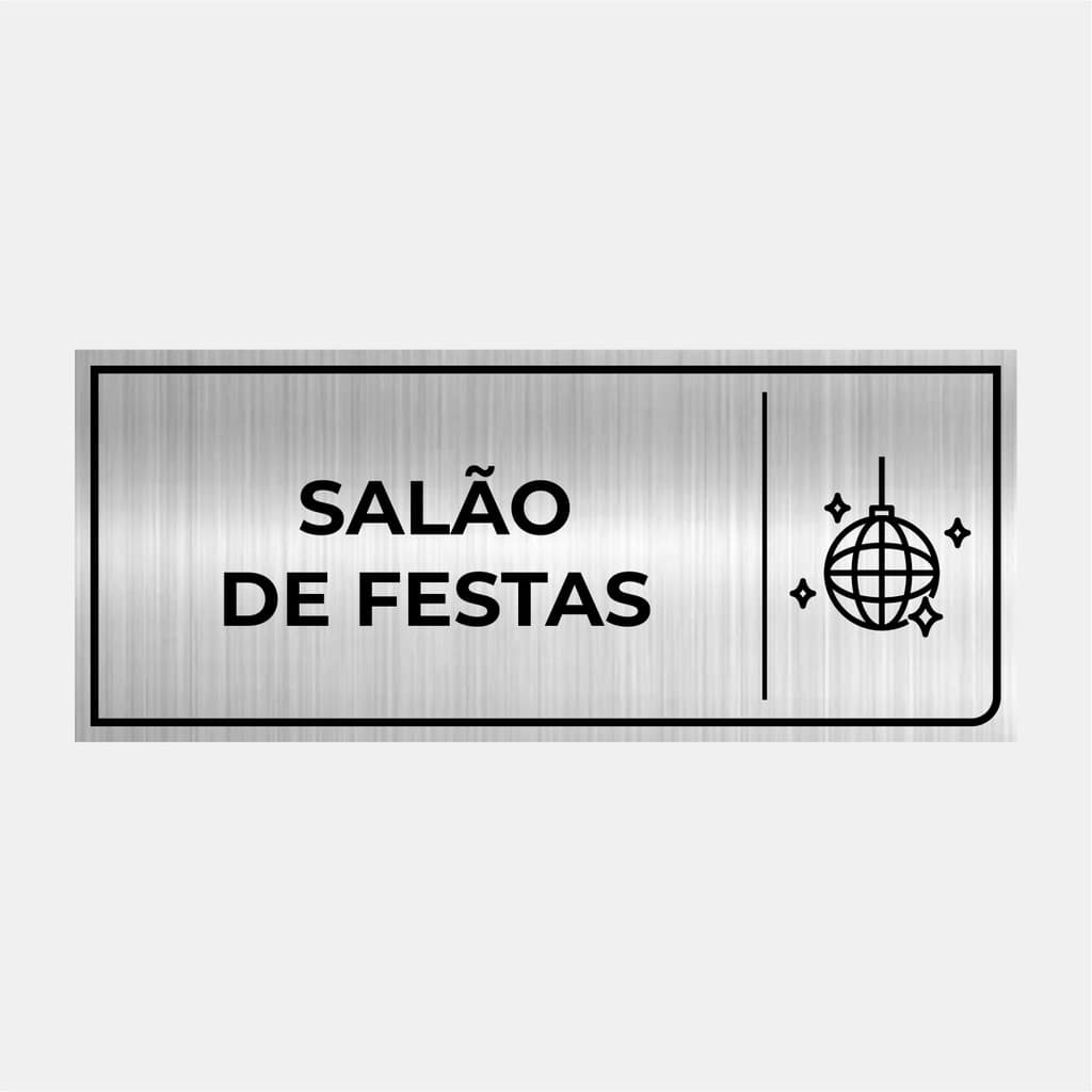 Placa Identificação Porta Salão De Festas 24x10cm