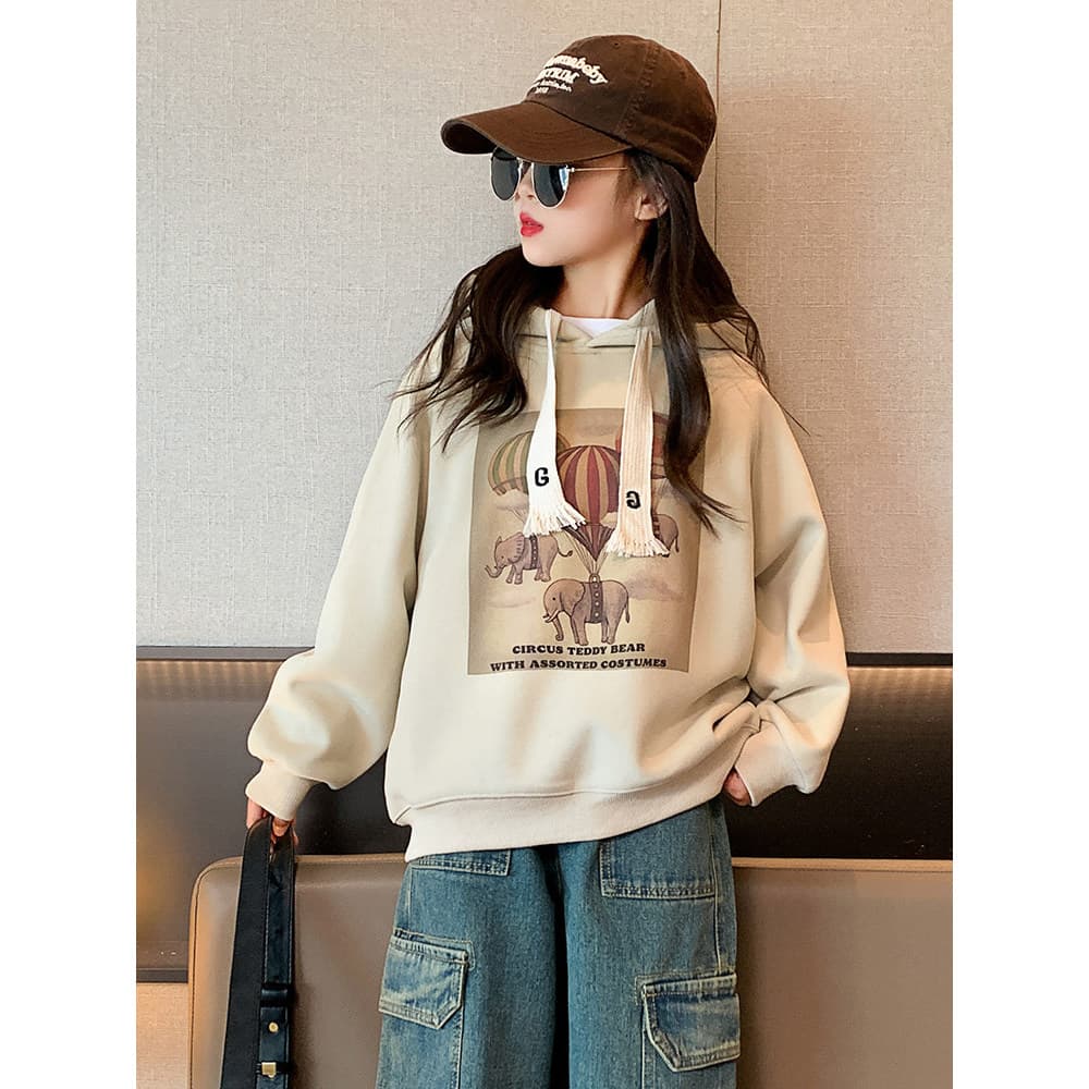 Meninas moletom outono inverno roupas novo estilo médio grande crianças estilo ocidental Casual topo dos desenhos animad
