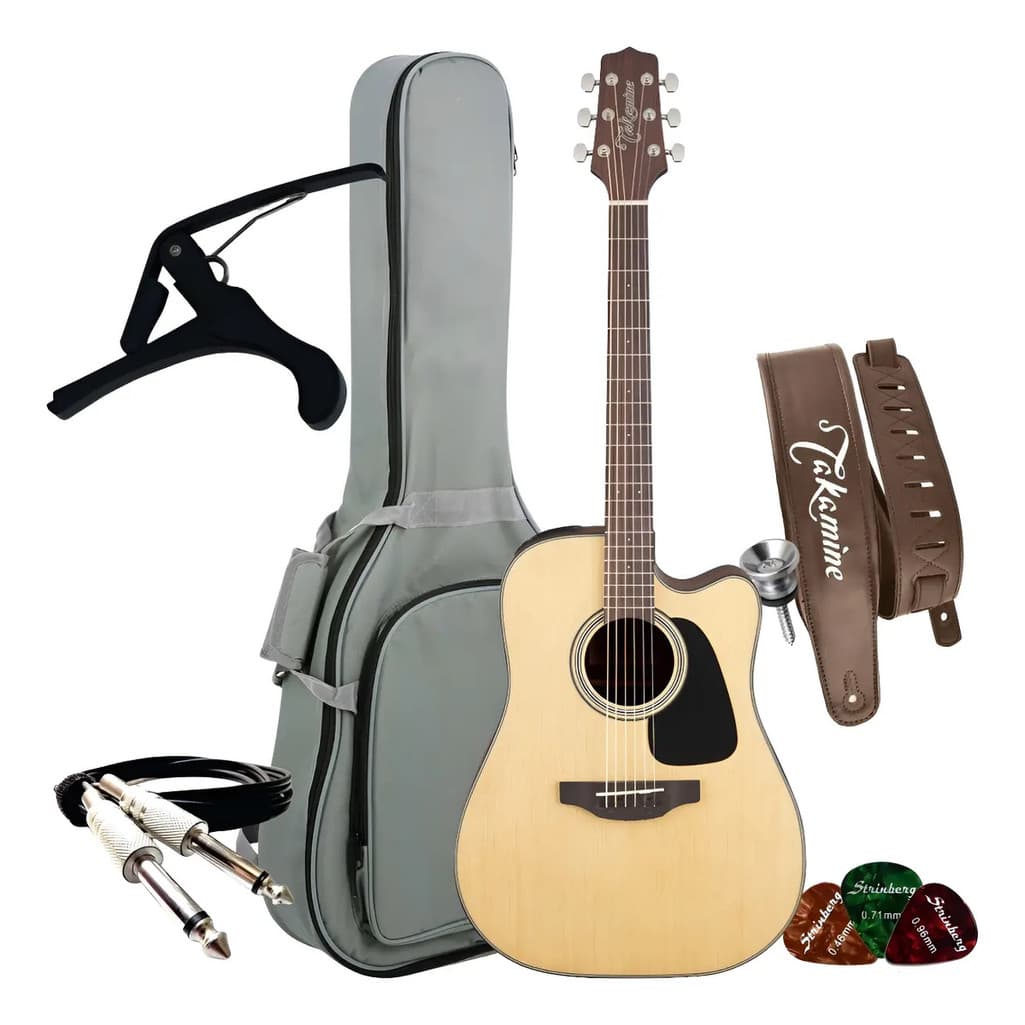 Kit Violao Takamine Folk Elétrico Gd12 Ce Ns + Capa Correia Capotraste Cabo