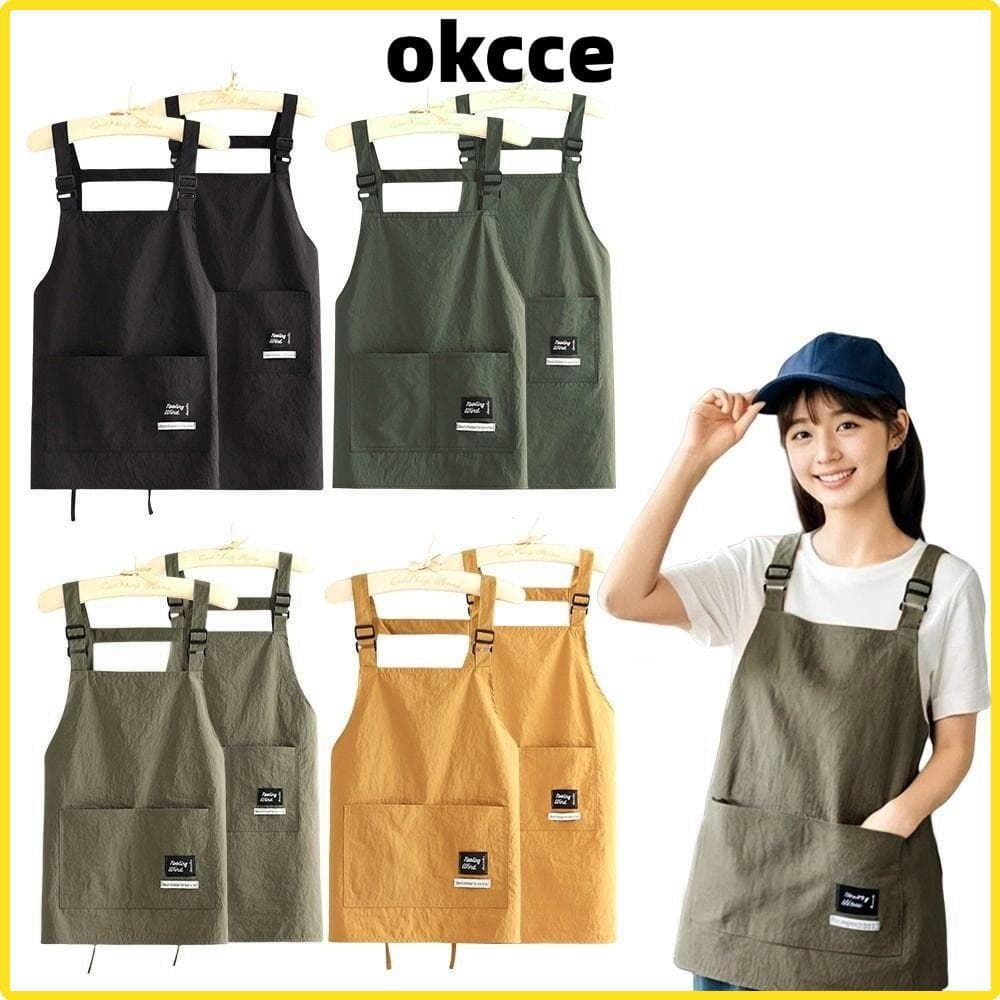 OKCCE Aventais De Cozinha , Avental De Barbeiro Respirável Profissional , Roupas De Trabalho Impermeáveis De Bolso Grand