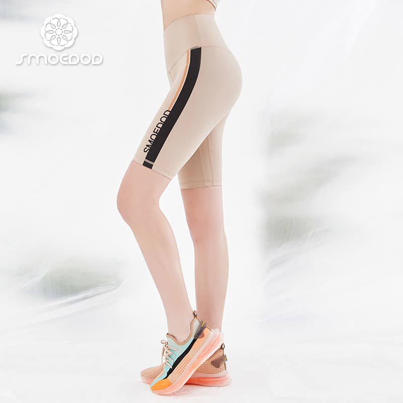 SMOEDOD Water Mu Yiduo Calças de ioga femininas de cintura alta esportivas respiráveis calças de cinco pontos 6312