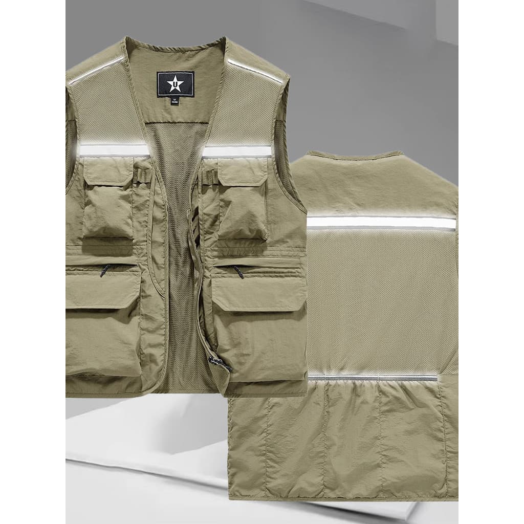 2026 novo estilo colete masculino primavera verão ao ar livre noite correndo colete solto Casual ferramentas colete refl