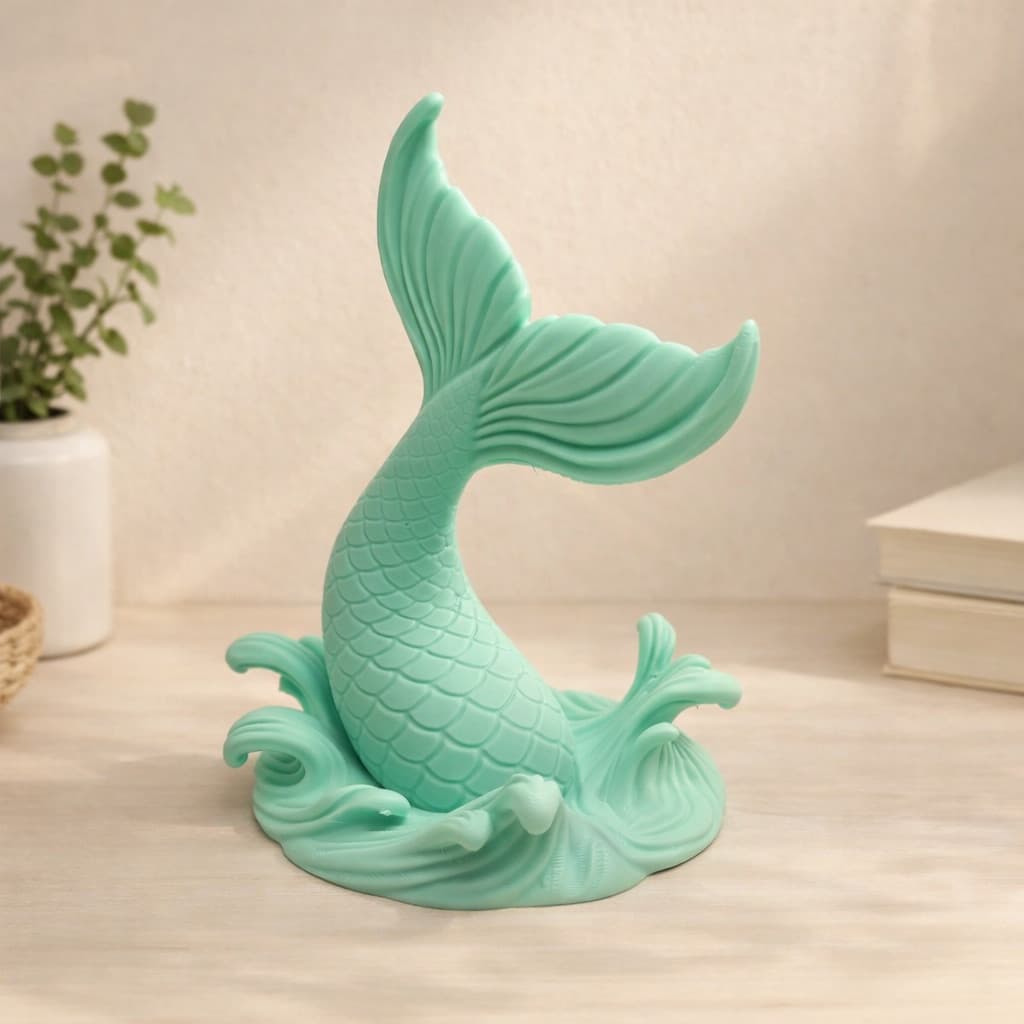 Cauda de Sereia Decorativa em  Impressao3D –Escultura Minimalista para Sala, Quarto e Banheiro |Decoração Náutica Elegan