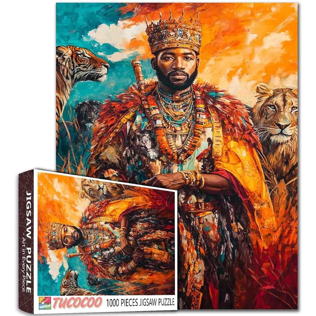 Quebra-cabeças de 1000 peças para adultos, quebra-cabeça de pintura de rei africano em estilo graffiti, quebra-cabeças d