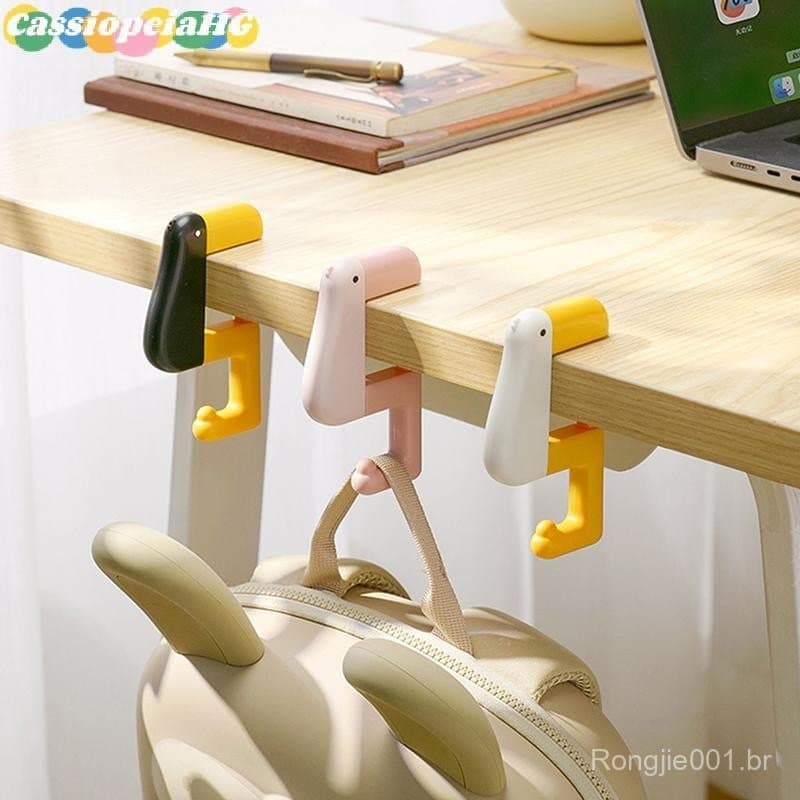 (Cassiopeiahg) Pensando Pato Gancho Portátil Pendurado Decoração Mesa Carteira Bolsa Cabide De Parede Suporte Não Perfur