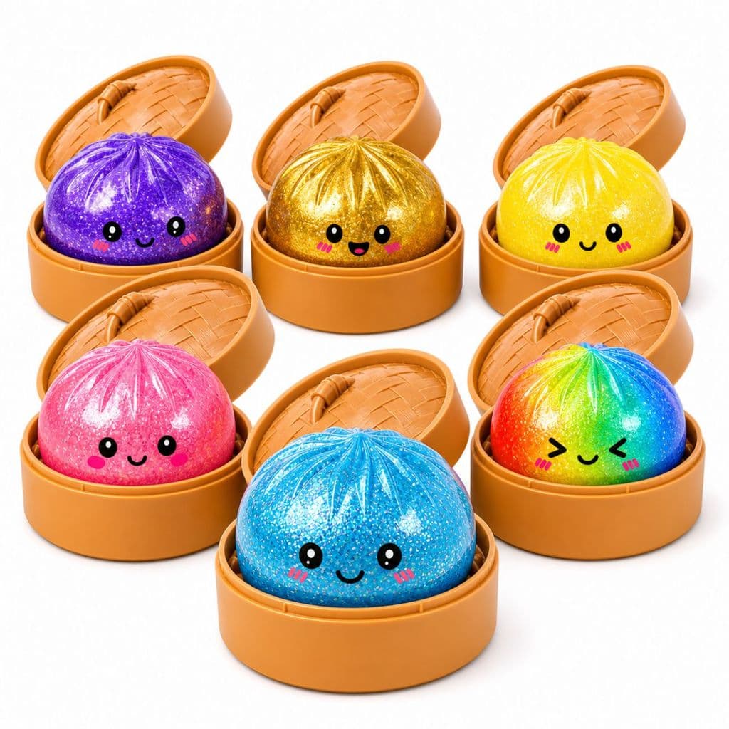 Squishy Brinquedo Antiestress Dumpling Glitter Raro Bolinho Grande Cor Surpresa