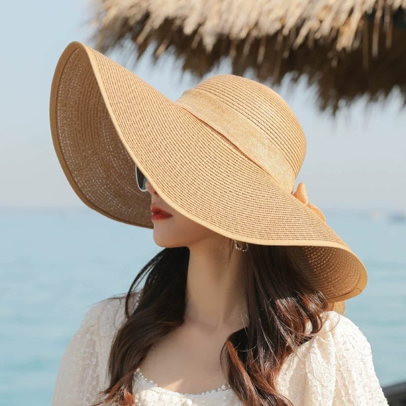 Chapéu de palha Big BrimBig Brim Protetor solar Chapéu de praia Feminino Chapéu de verão dobrável Chapéu de sol