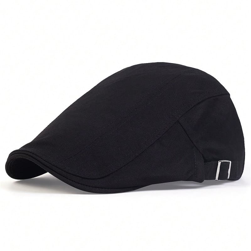 Boné beret designer ajustável unissex, cor sólida, estilo britânico retro, ideal para viagens na primavera e outono.
